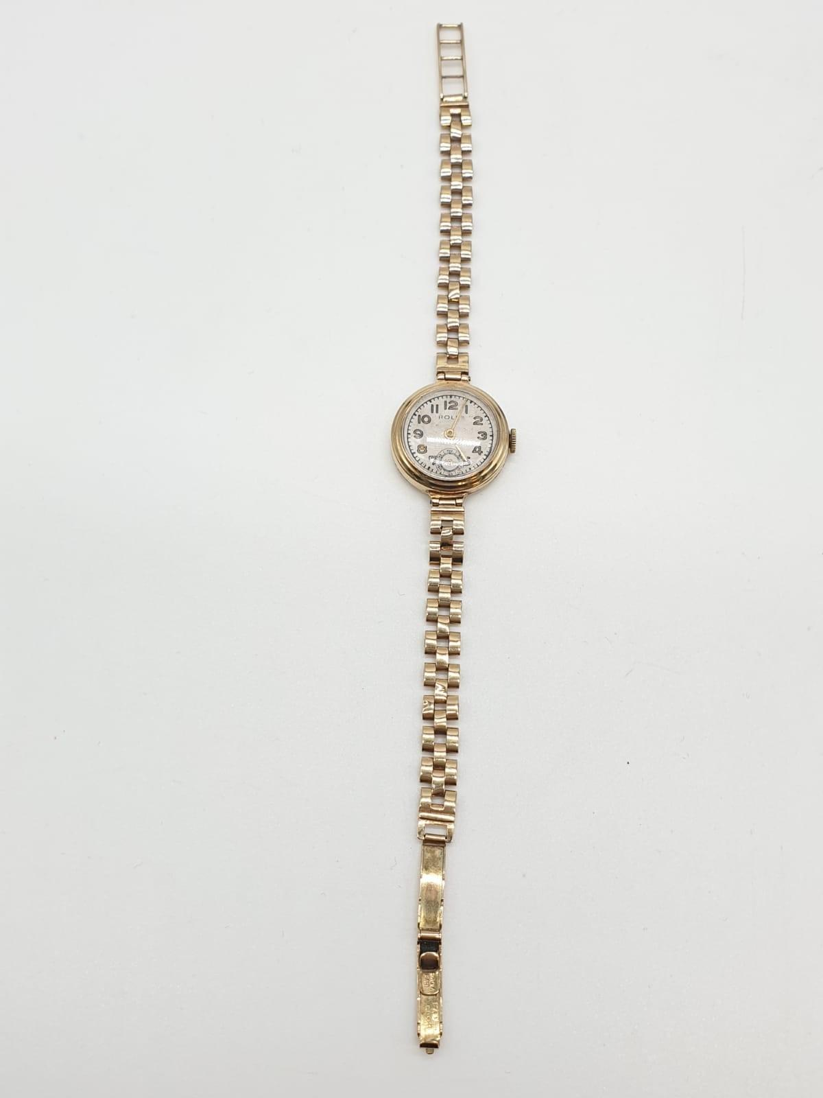 18ct gold Tudor vintage ladies watch, diamonds on each side of face, comes with safety chain and - Image 14 of 21