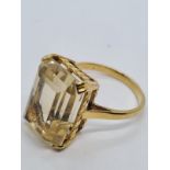 9ct dress ring with large citrine stone weight 6gm size is O.