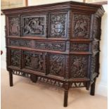 This magnificent Tudor sideboard (credenza)has definite Royal connections, being hand carved and
