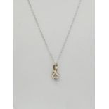 9ct white gold diamond set pendant set on 9ct gold 46cm long chain, weight 1g approx