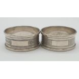 Pair of silver napkin rings hallmarked Birmingham 1922, weight 26.1g