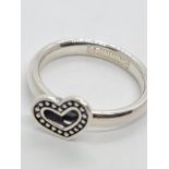 STERLING SILVER HEART RING, weight 3.14g and size K