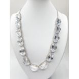 Large crystal silver (rhodium treated) necklace with expandable chain, maximum length 52cm approx,