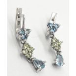 Pair of silver stone set drop earrings, weight 4.69g and 2cm drop appprox