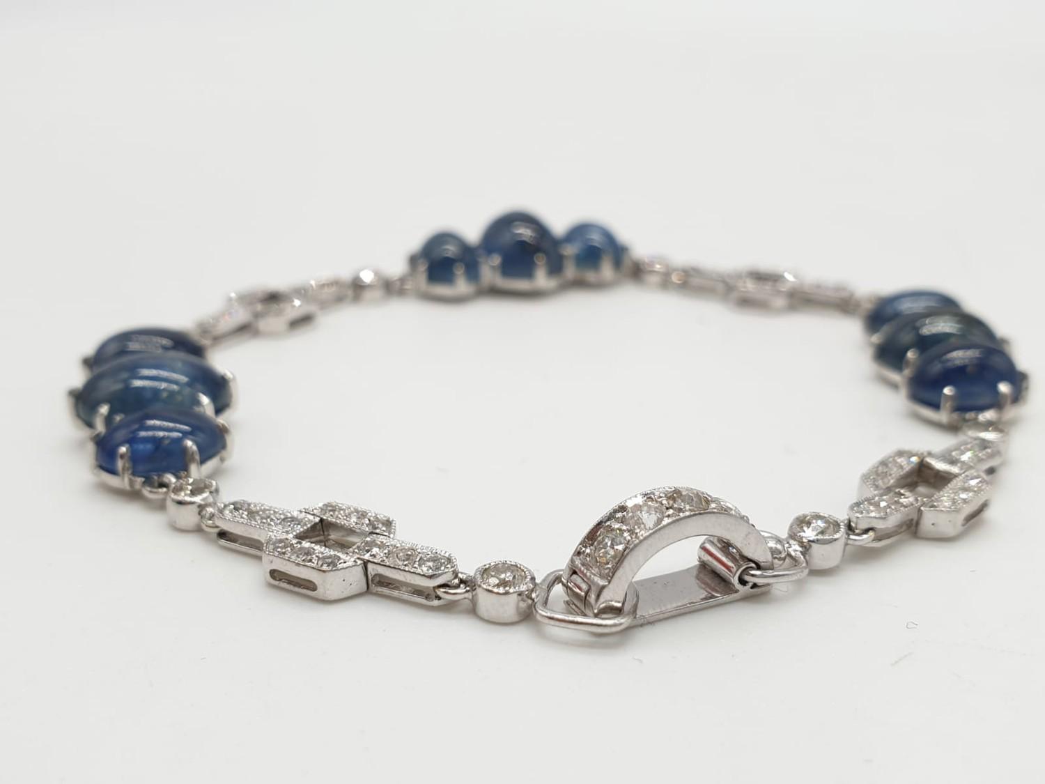 Sapphire and diamond bracelet set in 18ct white gold, weight 15.53g and 19.5cm long approx. Bigger - Image 2 of 7