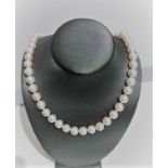 freshwater pearl necklace single row with beautifully matched pearls; each pearl around 7.5mm; 14k