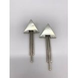 1 Pair of Silver Triangle Drop Earrings 24g. Length:8cm