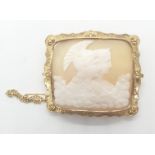 Large Edwardian Cameo pin back brooch, weight 18.76g and 46 x 39mm size approx