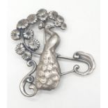 Vintage silver peacock brooch, weight 4.44g and size 35x35mm approx