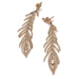 A rose gold and diamonds long earrings. Over 400 diamonds (tested) adore the long flexible