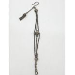 Victorian watch chain with 3 strands and prince of Wales tassel, weight 19.3g and 40cm long approx