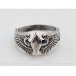WW2 US Woman?s Air force Service Pilots (W.A.S.P) Silver ring. (acid tested for silver) UK size