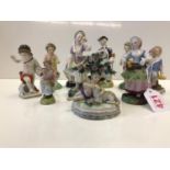 Various European figurines including Samson and Sitzendorf. A/F