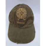 WW2 U.S.A.A.F Mechanics Cap. Hand Painted Turret Mech Badge painted on the front.