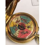 Vintage spinning horse racing pocket watch game WORKING , when wound the mechanical arm spins around