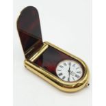 Limited Addition Dunhill Tortoiseshell Travel Clock, (as new) in original packaging, 3.5cm x 6cm