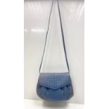 Vintage Bottega Veneta leather crossbody handbag. Cornflower blue. 22 x 18cm. Slight fading from