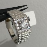 silver gents ring with CZ; 7.8g; size Y