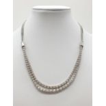 Platinum and Diamond Choker Necklace, double strand with graduated Diamonds (5ct Diamonds), 33g,