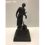 A bronze statuette of what appears to be Shakespeare, unmarked 14.5cm tall