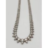 Platinum Necklace with 10ct of Diamonds, Brilliant Cut, Total Weight 27.2g, 41cm Long