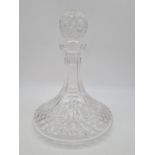 Vintage cut glass ships decanter. Width 19cm at base, 25cm tall.