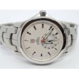 Tag Heuer link automatic gents watch calibre 6 with off white face and skeleton back, 38mm case.