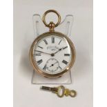 Antique gents key wind solid gold pocket watch AF, 48mm case and 80.3g gross weight