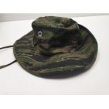 Vietnam War Era. Wide Brim Tiger Cam Boonie Hat. In Country Made.