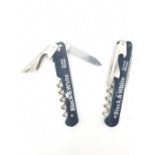 2 x Vintage advertising PEN KNIVES for Black & White Scotch Whisky. Pen Knives also have a bottle