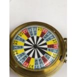 Vintage spinning craps roulette pocket watch game WORKING , when wound the mechanical arm spins