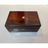 Polished mahogany trinket box, 20x13cm, 8cm tall with mother of pearl inlay