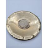 A small circular pin dish with central Mayan calendar stamped sterling 925, weight 47g