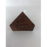 walnut box triangle shape 9.2x9.2x9.2cm top, height 4.5cm