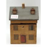 Tea caddy in the form of a wooden house. Needs some renovation. 145cm x 20cm.