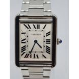 Cartier tank unisex watch in white metal, 725963UX. 25mm x 27mm case.