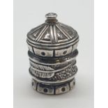 Miniature Silver Pill Box/ Ink Well