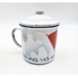 Vietnam War Era N.V.A Enamel Rice Cup. ?Fighting with filial piety to the people?
