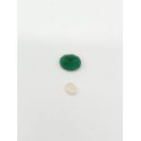 2 Gemstones GLI and GJSPC Certified; 3.90cts green natural emerald (beryl) 0.27cts white natural
