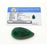 184ct Large Size Emerald Gemstone Pear Shape GLI CERTIFIED