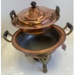 Vintage copper and brass OIL BURNER for food warming. 29 cm diameter. 24 cm high.