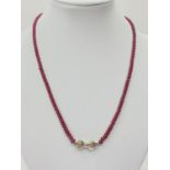 Diamond and Ruby NECKLACE with 18ct gold clasp. 15.9g 40cm