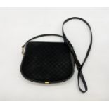 Vintage Gucci styled black canvas crossbody bag with black leather strap . w23 x h18cm. Good