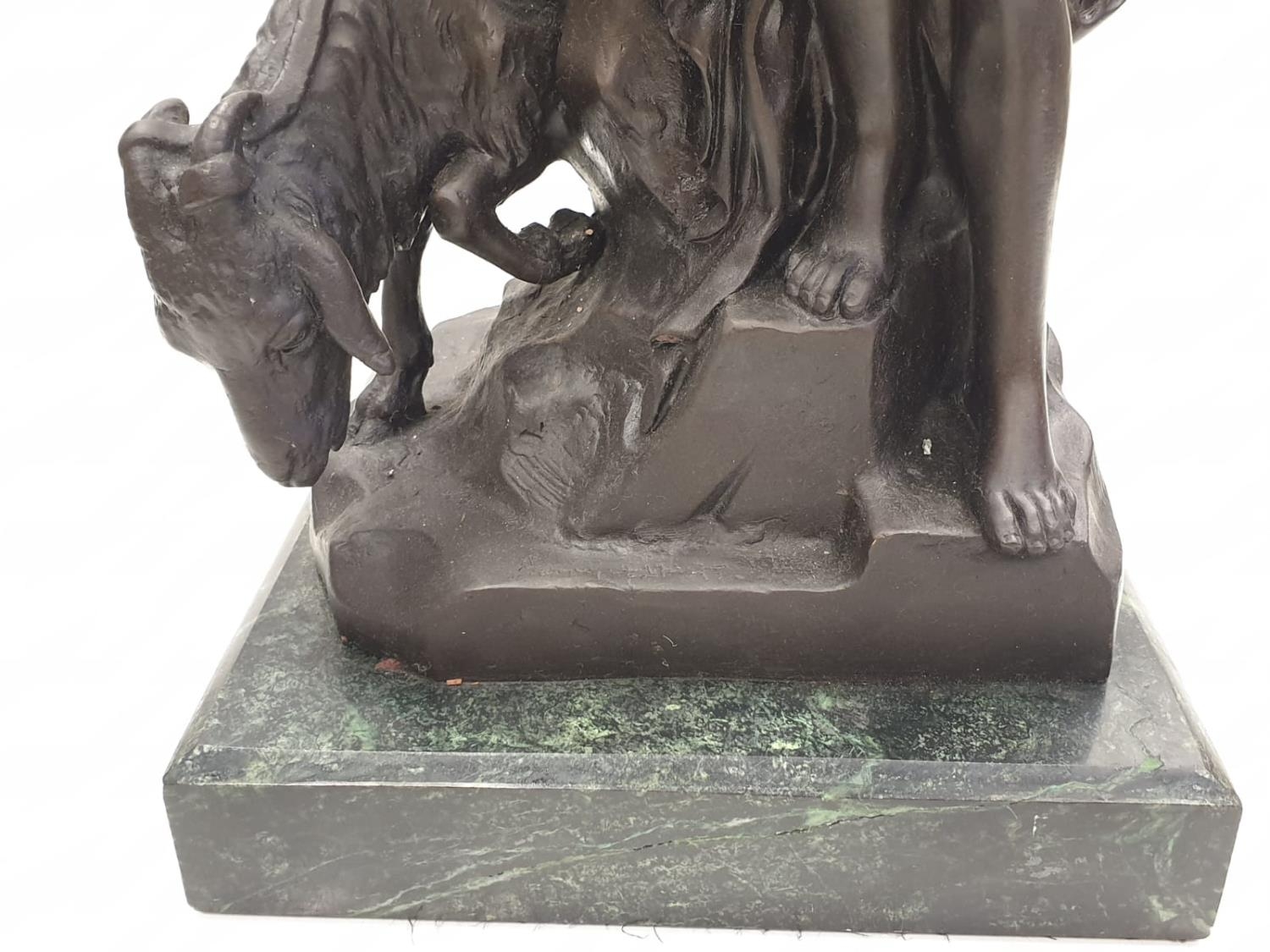 Bronze Pierre Julien figurine on plinth. 'Amalthea and Jupiter's Goat'. Height 45cm. Weight 9.7kg - Image 9 of 27