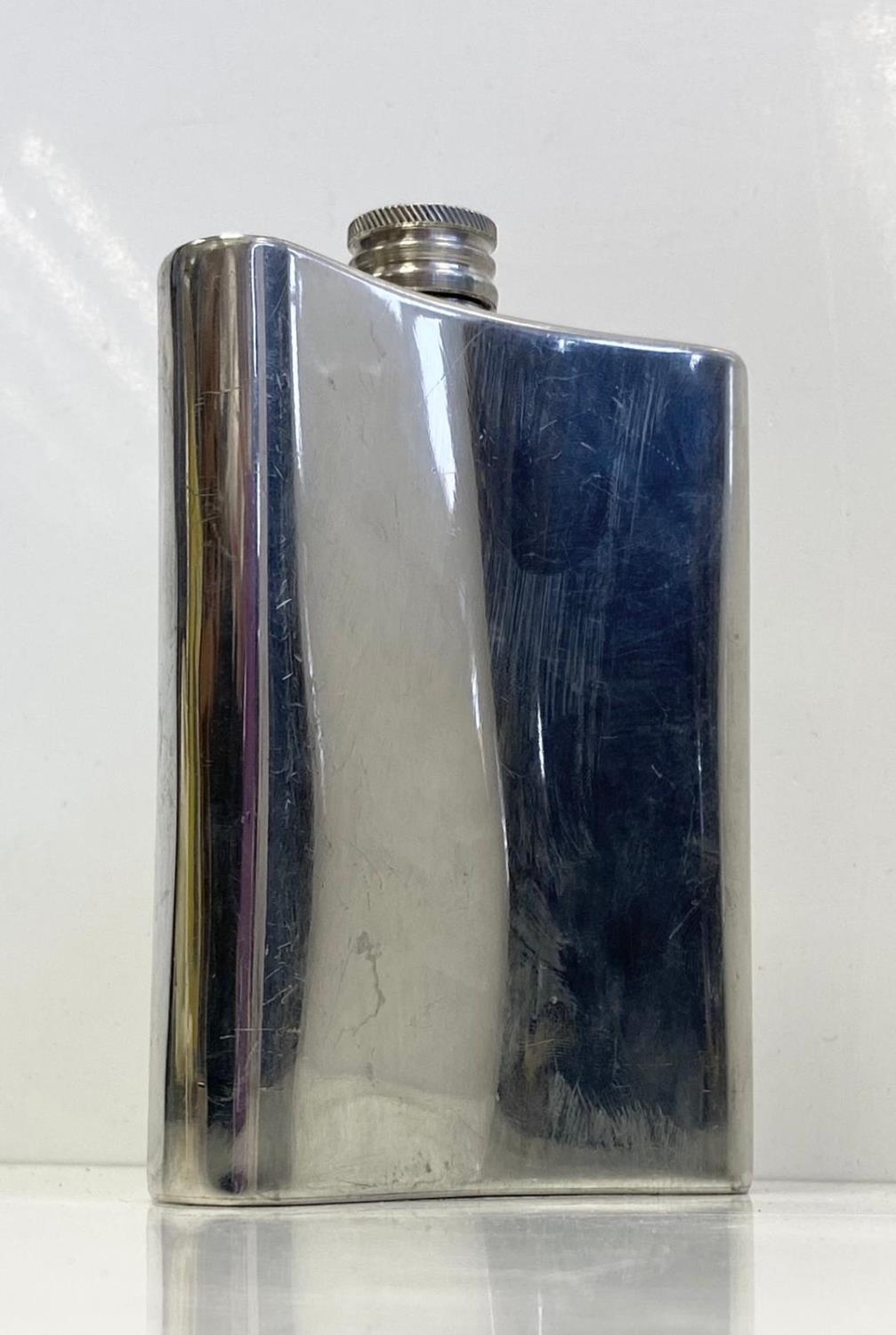 Pewter hip flask. Size 15cm x 8cm. - Image 2 of 3
