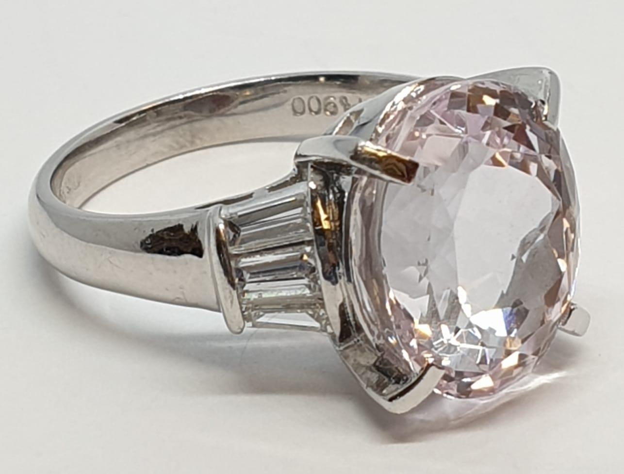 Platinum ring with a large 7.24ct cognizant stone centre and 0.64ct diamonds on shoulders, weight - Image 2 of 13