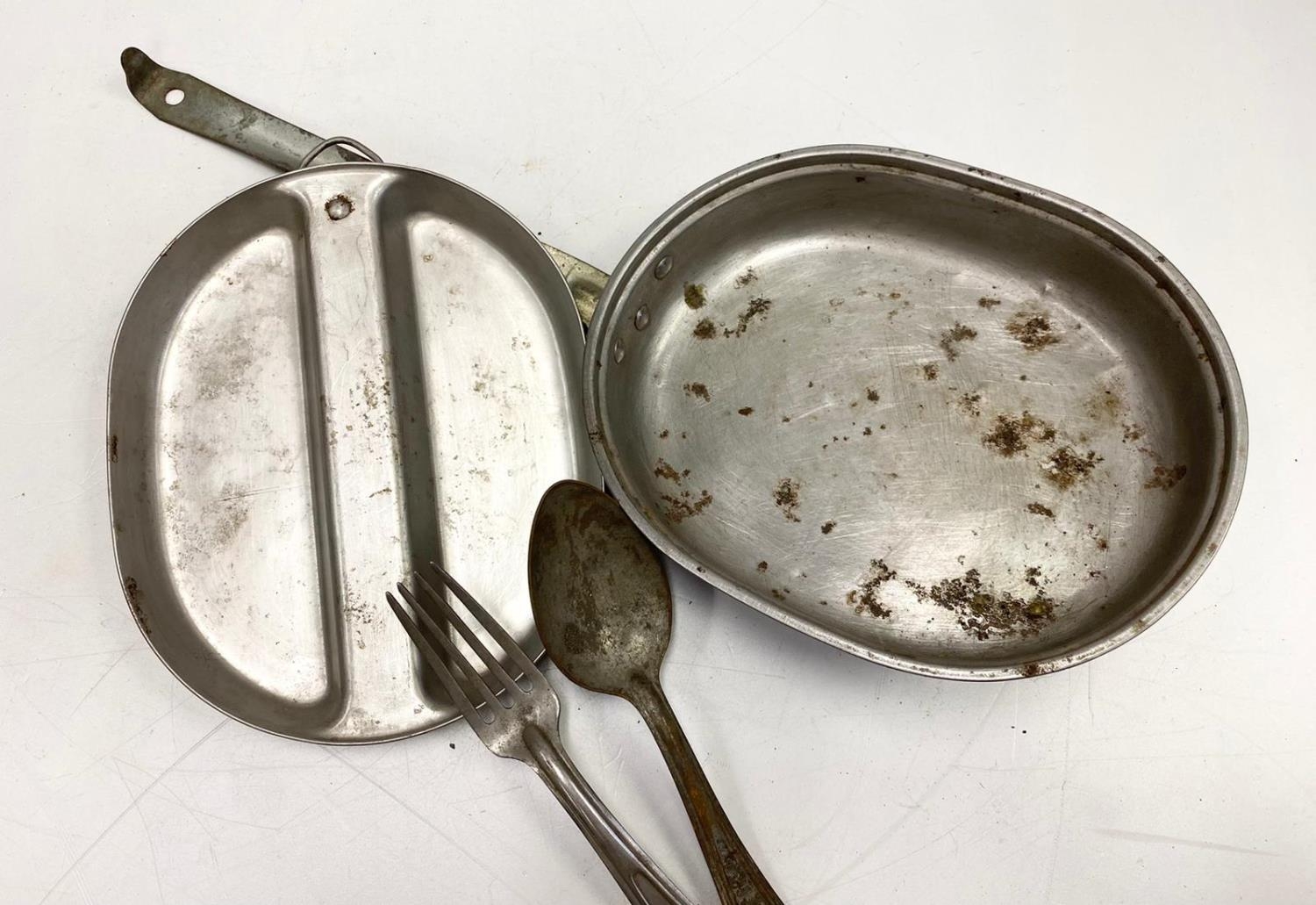 Vietnam Flea Market Find: US Mess Tin Dated 1951 with a fork and spoon. - Image 2 of 5