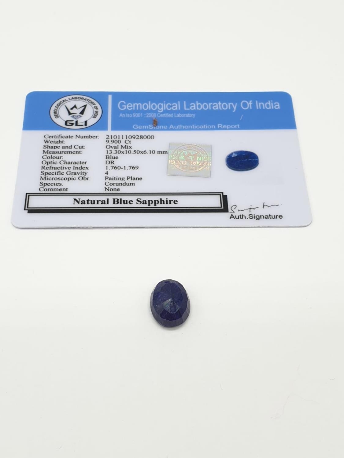 9.900ct natural blue sapphire GLI Certified