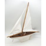 Model sailing boat with 2 sails, 40 x 48cm approx