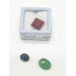 3 Gem Stones GJSPC and GLI CERTIFIED: 8.55ct natural ruby 4.750ct natural emerald (Beryl) 3.15ct